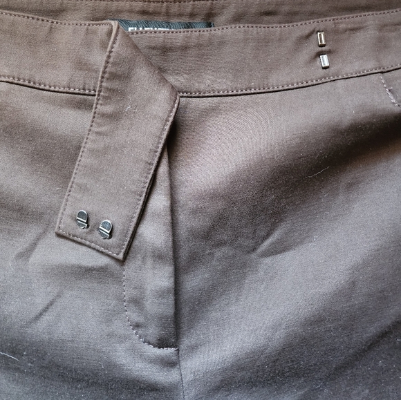 Ellen Tracy Brown Cropped Wide Leg Pants Size YKK Zipper Stretch Business Casual - Picture 3 of 7